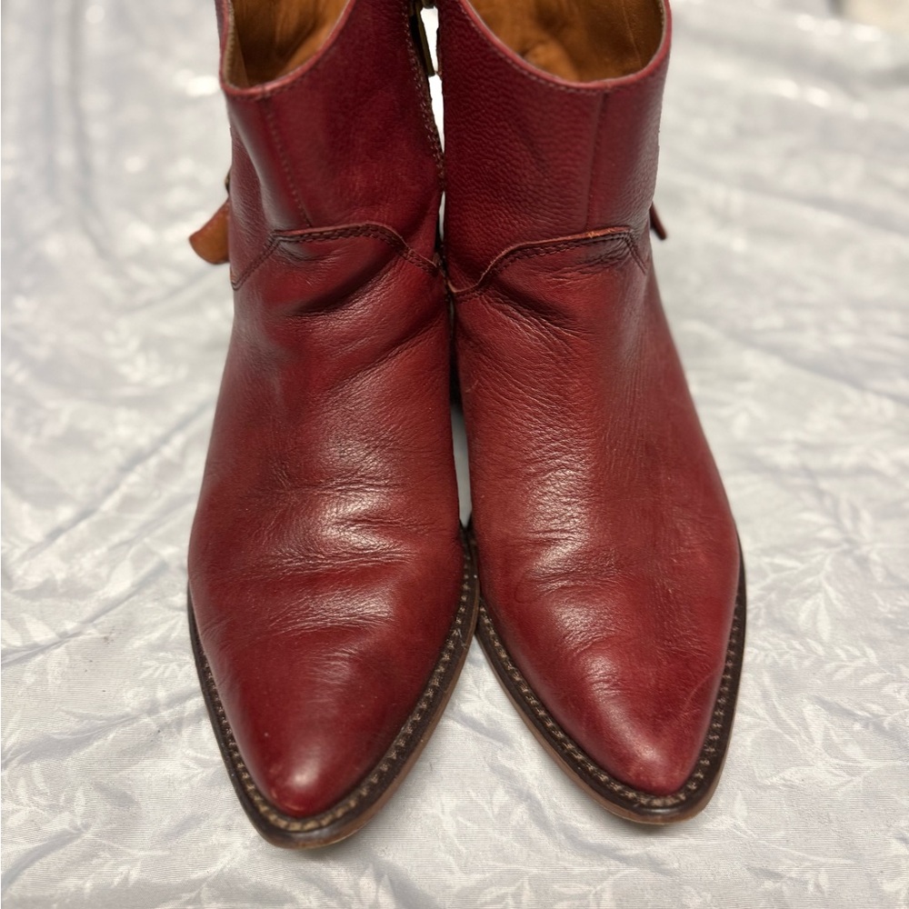Lucky Brand Burgundy Genuine Leather Ankle Boots